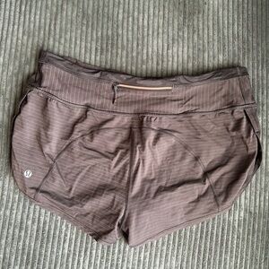 Stylish Brown Pinstripe Lululemon Shorts with Zipper Pocket Size 8